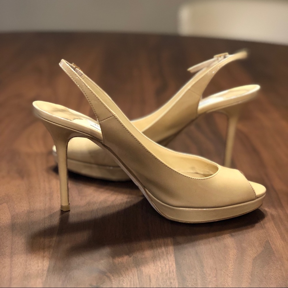 Jimmy Choo Nova Peep Toe Slingbacks Nude 7.5